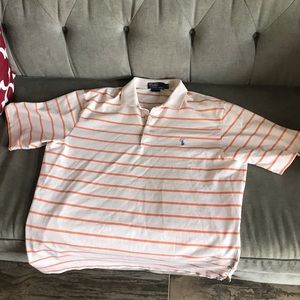 Orange & white strip Polo golf shirt